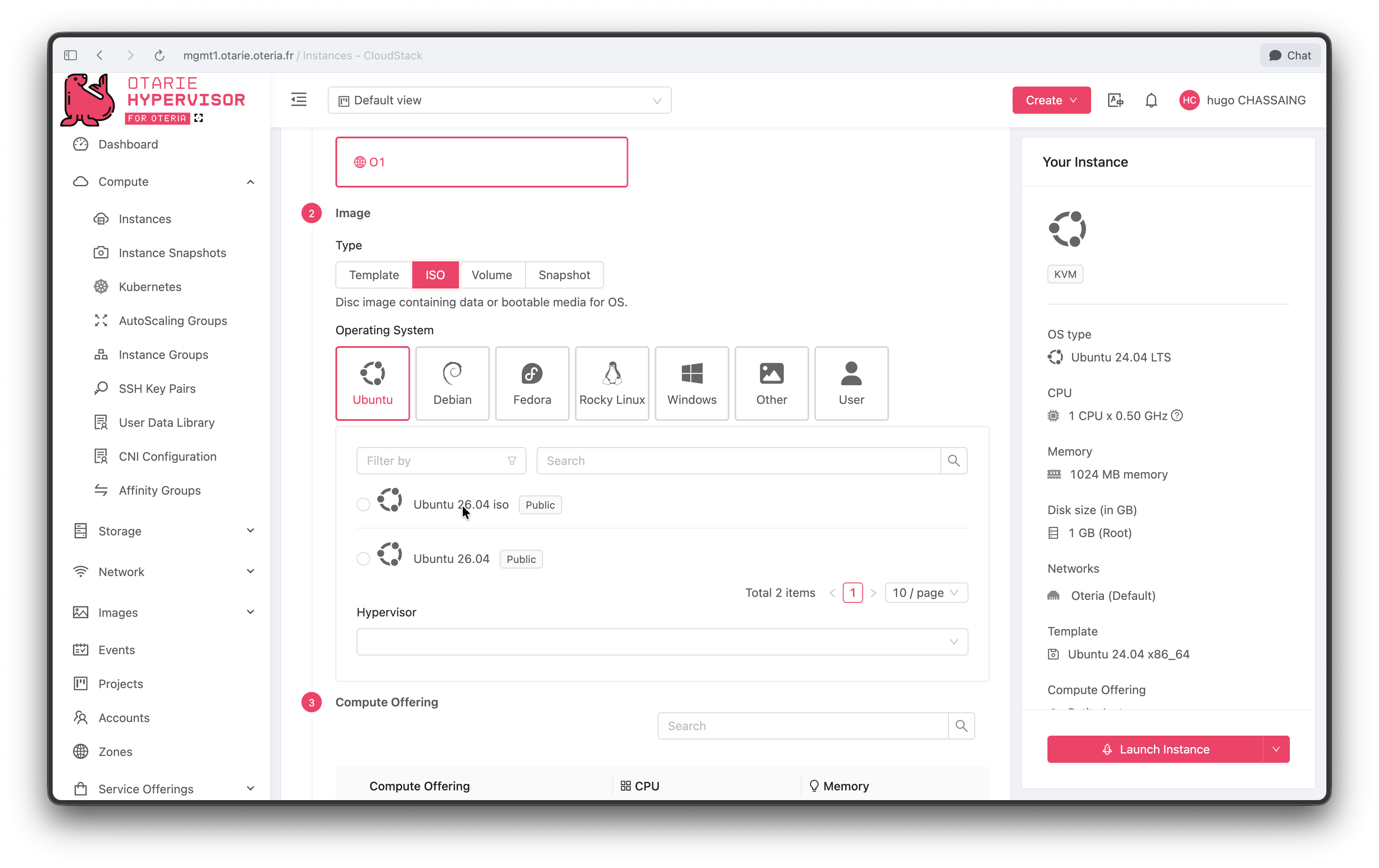 Sélection d'un ISO dans l'assistant