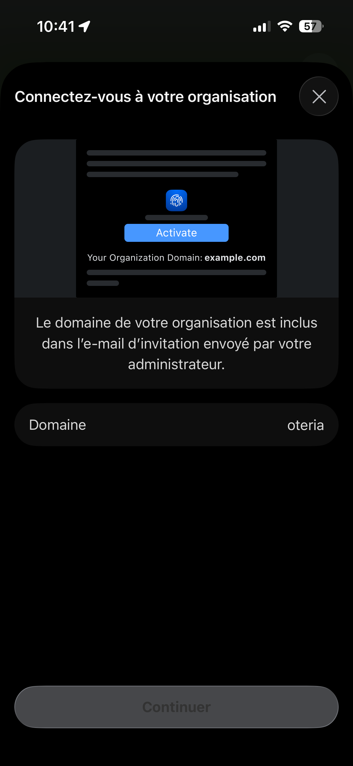Écran de saisie de l'entreprise